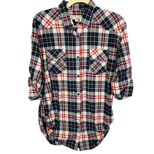 Matchstick Plaid Button Down Long Sleeve Shirt Size Large